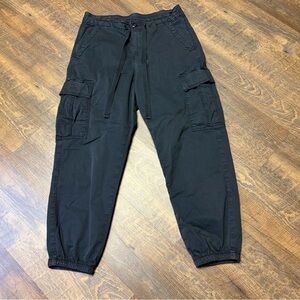 American Eagle Cargo Baggy Jogger Pants Womens 12 Short Black Y2K Skater Stretch